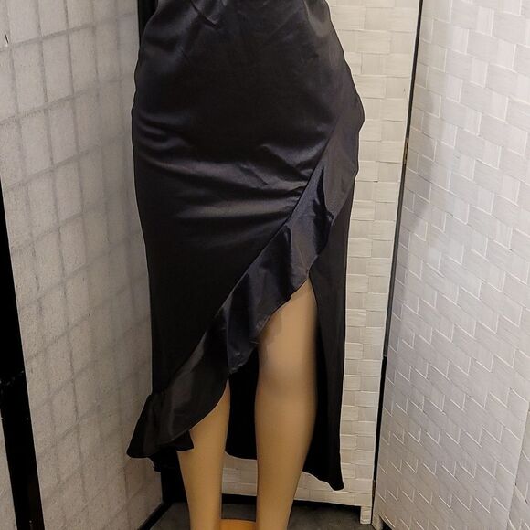 BRAND NEW E.L.H STUDIO HIGH LOW RUFFLE HEM SATIN DRESS - Picture 8 of 15